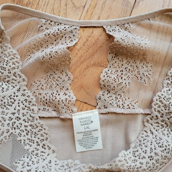 Orange Almost Naked Bamboo Lace Top Dililine Nude L/XL - Picture 7 of 16